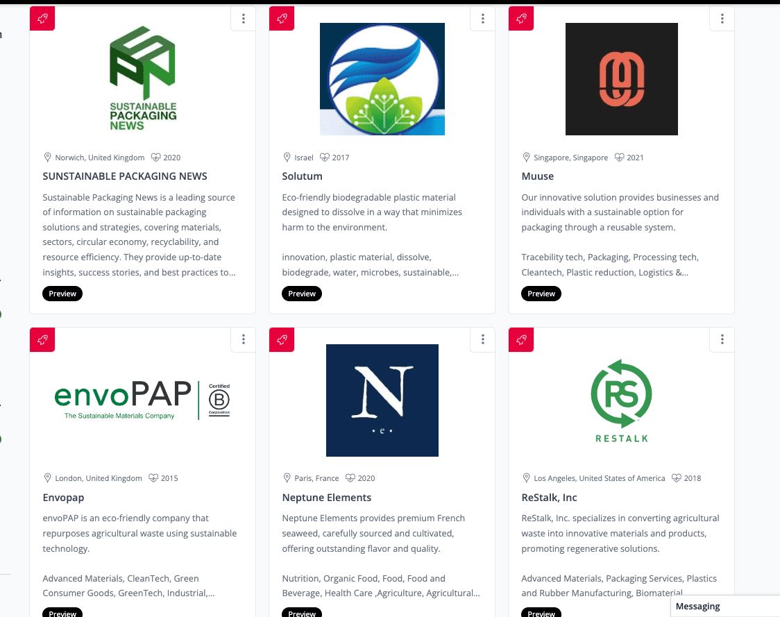 Some startups within the seaweed packaging industry on the Bioshyft platform